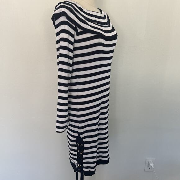 $755🔥Sonia Rykiel Paris Striped Dress Size M Long Sleeve Knee Length NWT - Picture 4 of 10